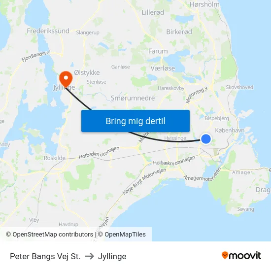 Peter Bangs Vej St. to Jyllinge map