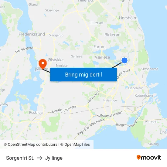 Sorgenfri St. to Jyllinge map