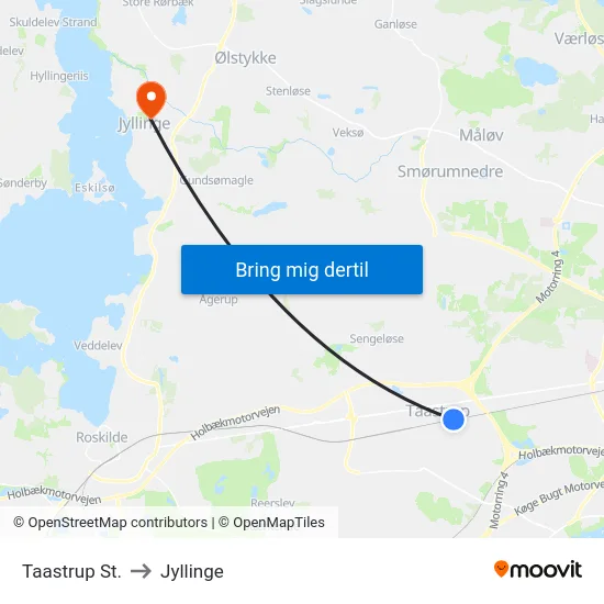 Taastrup St. to Jyllinge map