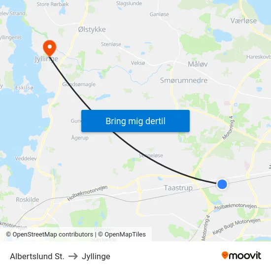Albertslund St. to Jyllinge map
