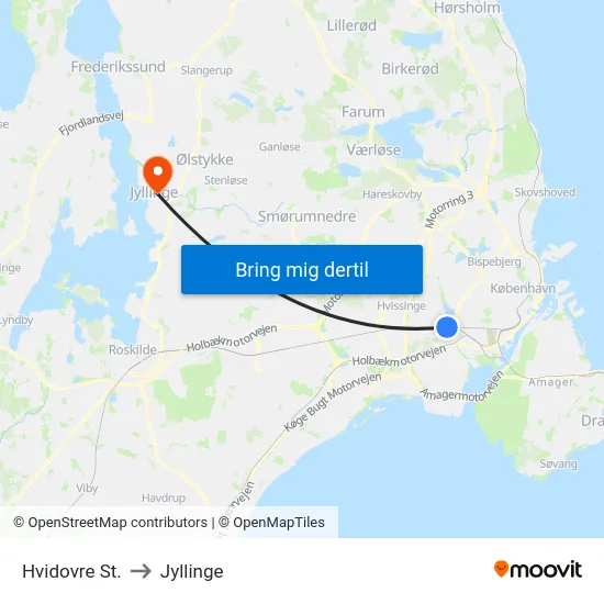 Hvidovre St. to Jyllinge map