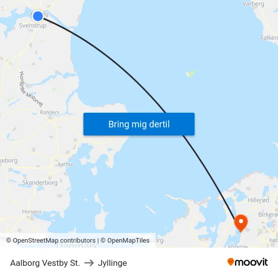 Aalborg Vestby St. to Jyllinge map
