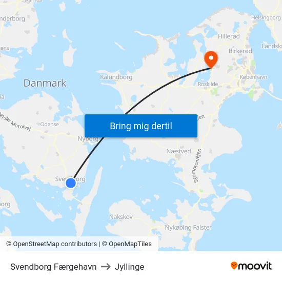 Svendborg Færgehavn to Jyllinge map