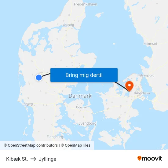 Kibæk St. to Jyllinge map