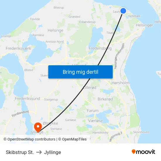 Skibstrup St. to Jyllinge map