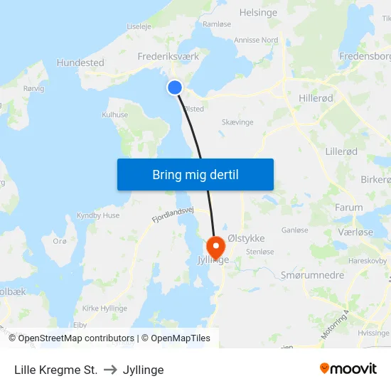 Lille Kregme St. to Jyllinge map