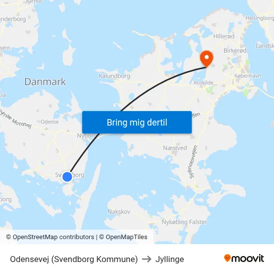 Odensevej (Svendborg Kommune) to Jyllinge map