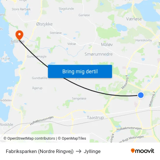 Fabriksparken (Nordre Ringvej) to Jyllinge map