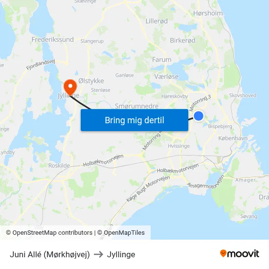 Juni Allé (Mørkhøjvej) to Jyllinge map