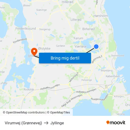 Virumvej (Grønnevej) to Jyllinge map
