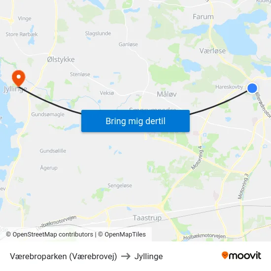 Værebroparken (Værebrovej) to Jyllinge map