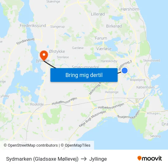 Sydmarken (Gladsaxe Møllevej) to Jyllinge map