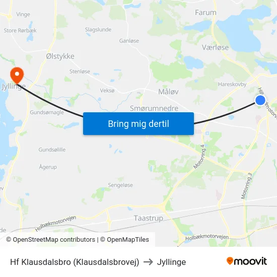 Hf Klausdalsbro (Klausdalsbrovej) to Jyllinge map