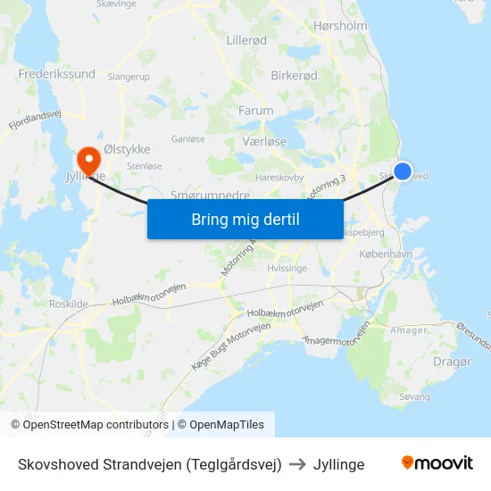 Skovshoved Strandvejen (Teglgårdsvej) to Jyllinge map