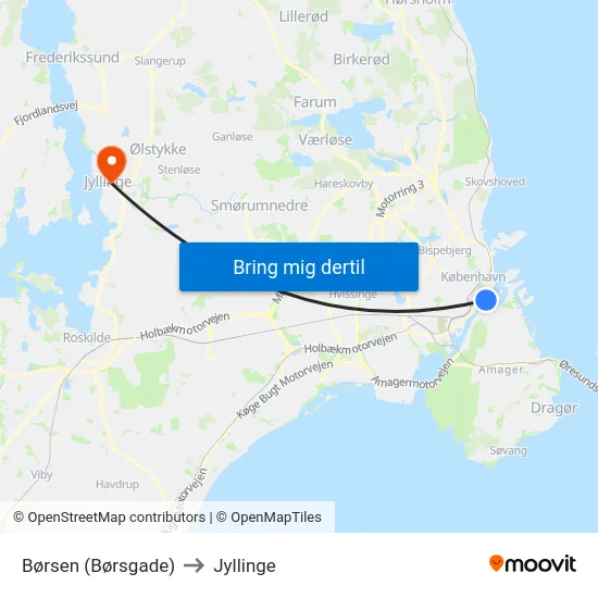 Børsen (Børsgade) to Jyllinge map