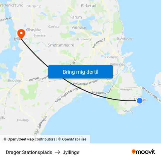 Dragør Stationsplads to Jyllinge map