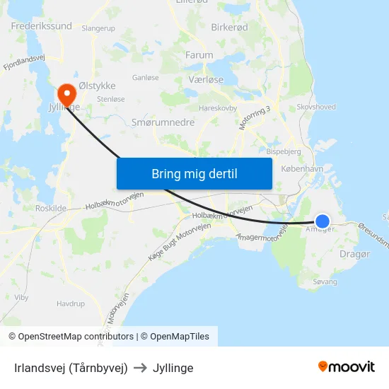 Irlandsvej (Tårnbyvej) to Jyllinge map