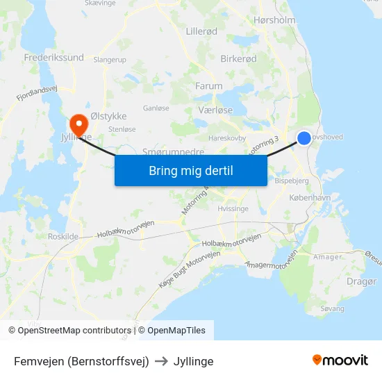 Femvejen (Bernstorffsvej) to Jyllinge map