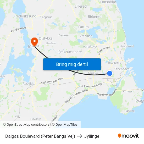 Dalgas Boulevard (Peter Bangs Vej) to Jyllinge map