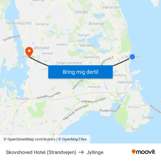 Skovshoved Hotel (Strandvejen) to Jyllinge map