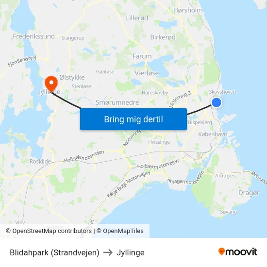 Blidahpark (Strandvejen) to Jyllinge map