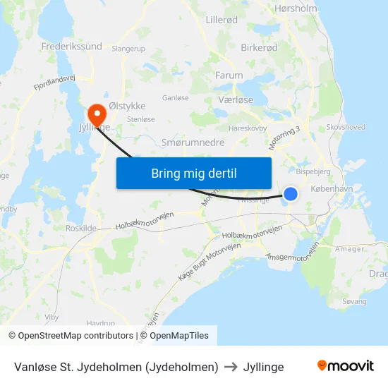Vanløse St. Jydeholmen (Jydeholmen) to Jyllinge map