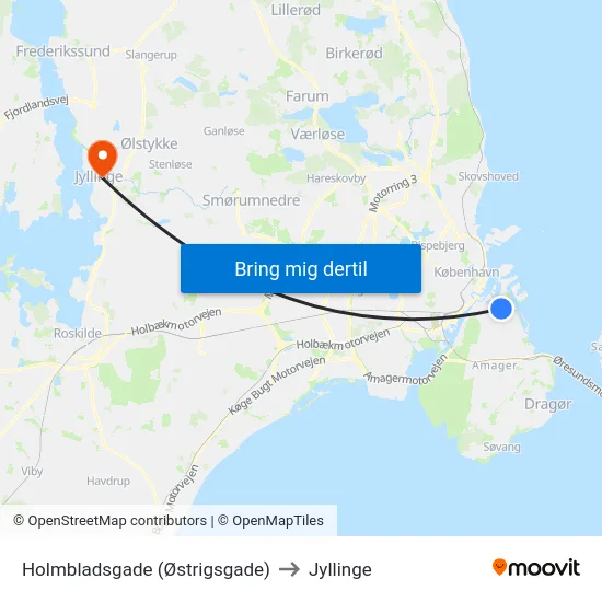 Holmbladsgade (Østrigsgade) to Jyllinge map