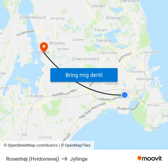 Rosenhøj (Hvidovrevej) to Jyllinge map