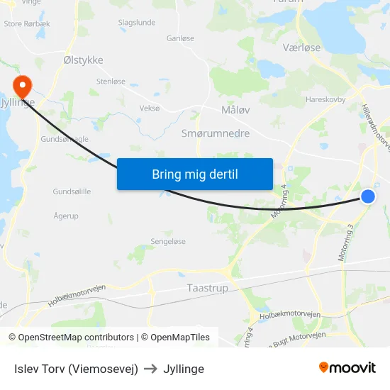 Islev Torv (Viemosevej) to Jyllinge map