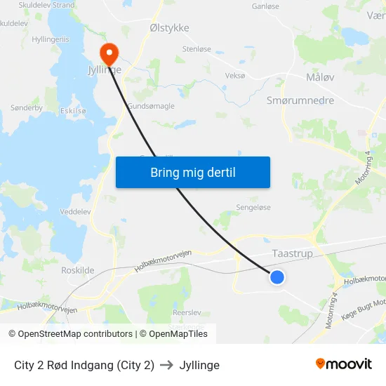 City 2 Rød Indgang (City 2) to Jyllinge map