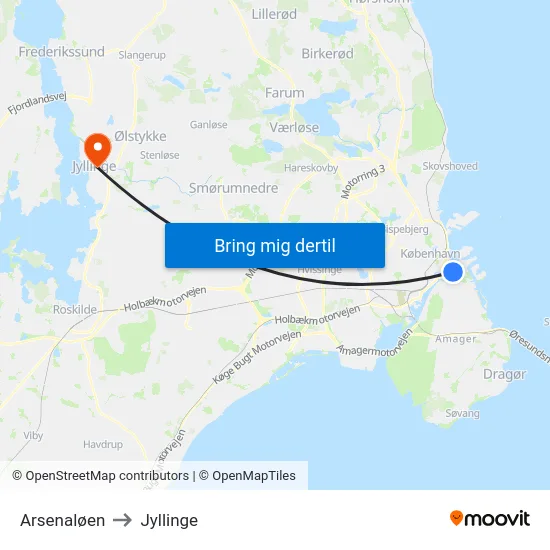 Arsenaløen to Jyllinge map