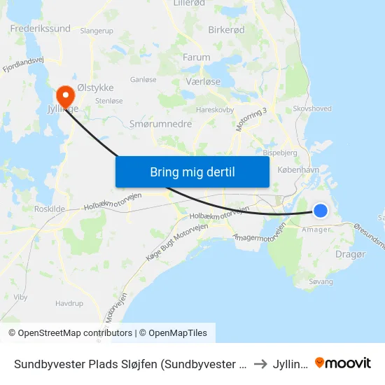 Sundbyvester Plads Sløjfen (Sundbyvester Plads) to Jyllinge map