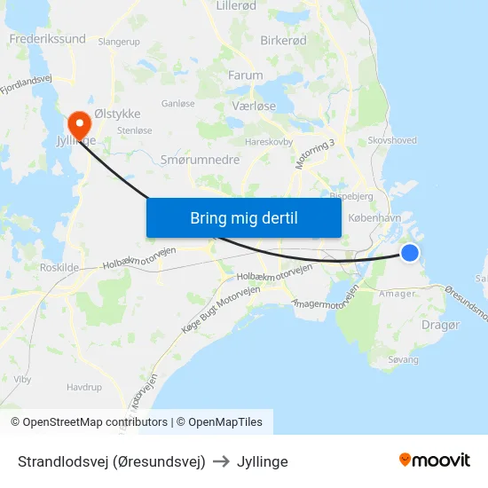 Strandlodsvej (Øresundsvej) to Jyllinge map
