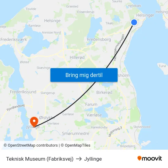Teknisk Museum (Fabriksvej) to Jyllinge map