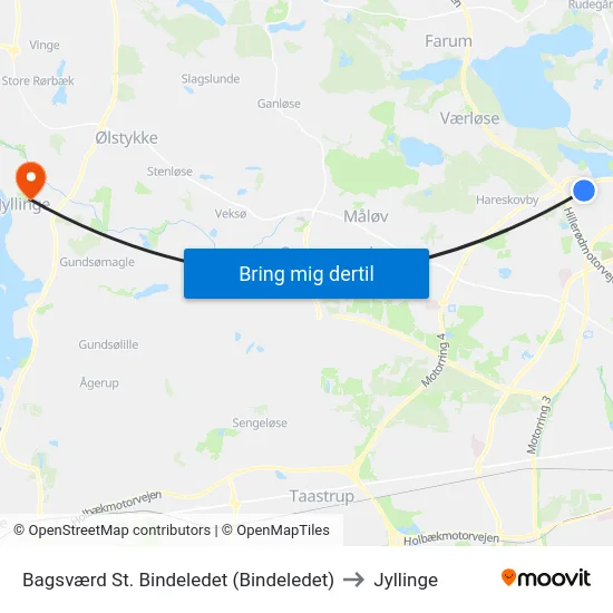 Bagsværd St. Bindeledet (Bindeledet) to Jyllinge map