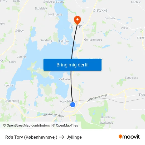 Ro's Torv (Københavnsvej) to Jyllinge map