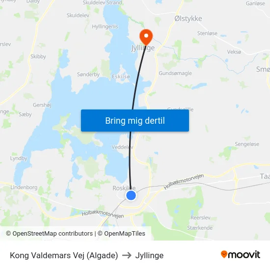 Kong Valdemars Vej (Algade) to Jyllinge map