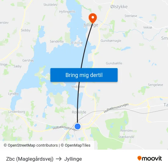 Zbc (Maglegårdsvej) to Jyllinge map