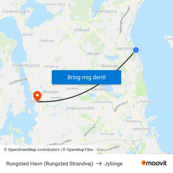 Rungsted Havn (Rungsted Strandvej) to Jyllinge map