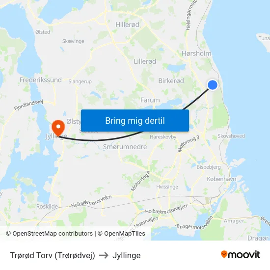 Trørød Torv (Trørødvej) to Jyllinge map