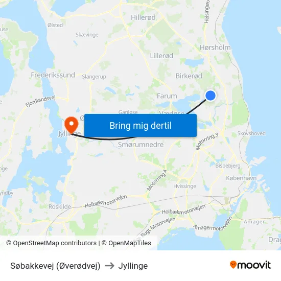 Søbakkevej (Øverødvej) to Jyllinge map