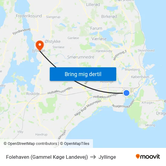 Folehaven (Gammel Køge Landevej) to Jyllinge map