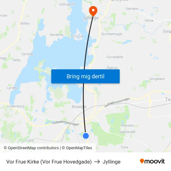 Vor Frue Kirke (Vor Frue Hovedgade) to Jyllinge map