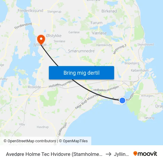 Avedøre Holme Tec Hvidovre (Stamholmen) to Jyllinge map