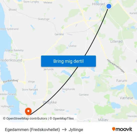 Egedammen (Fredskovhellet) to Jyllinge map
