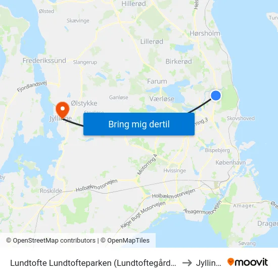 Lundtofte Lundtofteparken (Lundtoftegårdsvej) to Jyllinge map