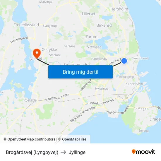 Brogårdsvej (Lyngbyvej) to Jyllinge map