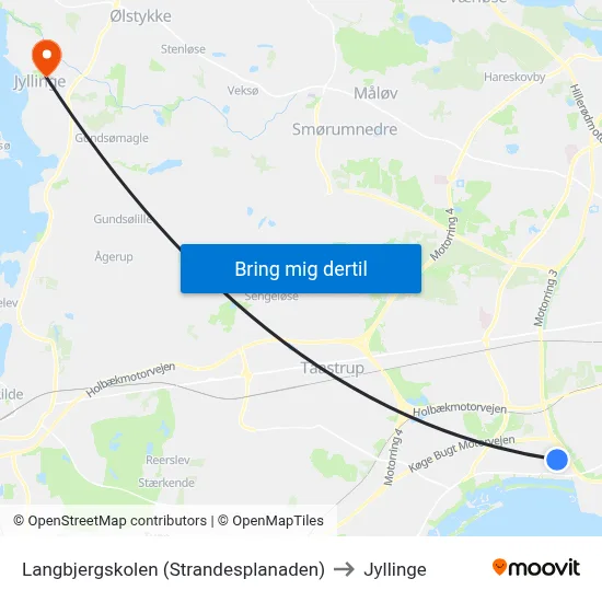 Langbjergskolen (Strandesplanaden) to Jyllinge map