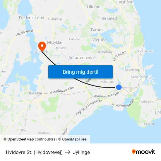 Hvidovre St. (Hvidovrevej) to Jyllinge map