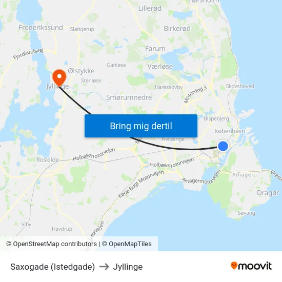 Saxogade (Istedgade) to Jyllinge map